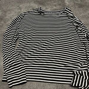 Striped Long Sleeve Top - Black and White